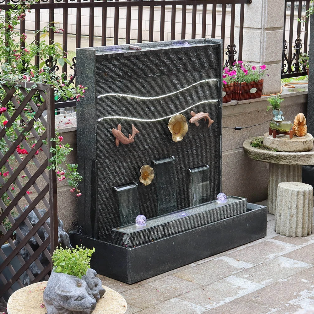 水幕墙流水屏风流水墙大型户外庭院照壁流水石文化石喷泉水景摆件