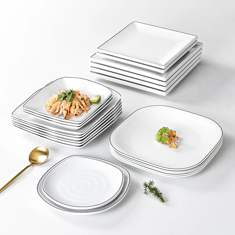五毫美密胺餐具盘子方形商用餐厅饭店菜盘仿瓷餐盘凉菜炒饭快餐盘