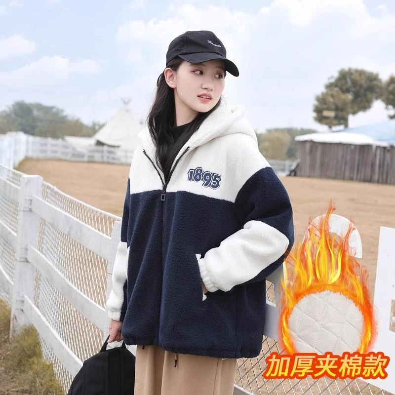 少女冬装加厚羊羔毛绒外套2023年新款初高中学生棉衣棉服女秋冬季