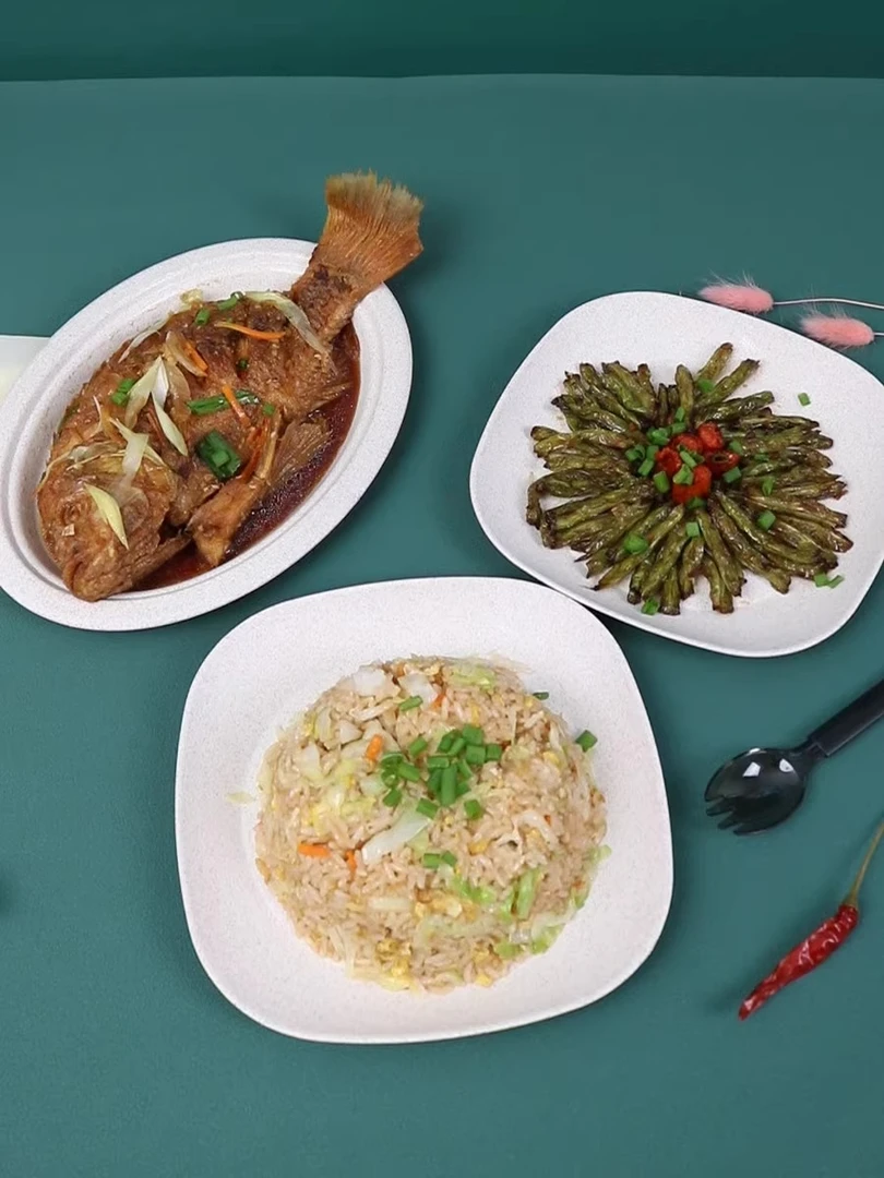 稻壳一次性盘子耐高温加厚硬质装菜烧烤聚餐家用酒席菜盘鱼盘方盘