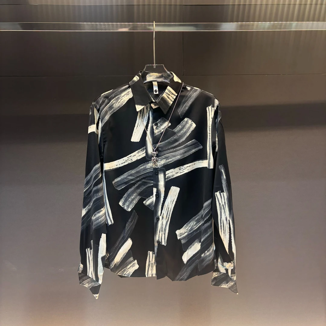 2025潮流休闲微宽松百搭长袖复古时尚男士衬衫