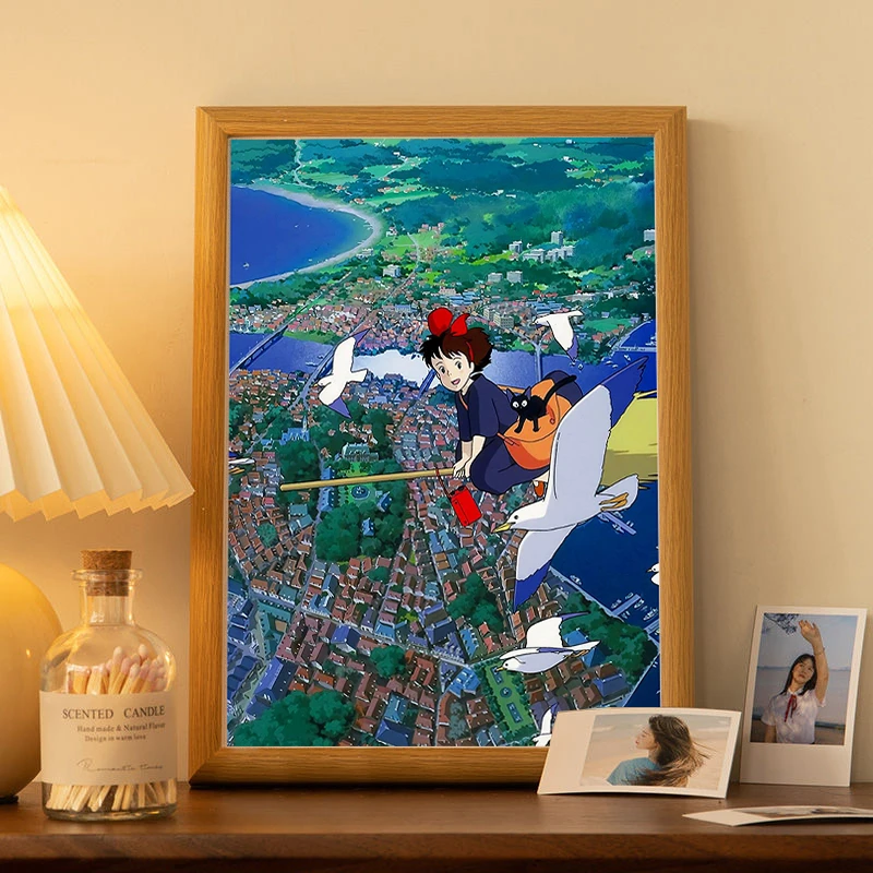 魔法少女琪琪装饰画魔女宅急便卧室书房茶几书桌简约台式相框挂画