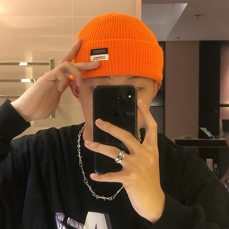 帽子男百搭秋冬季保暖针织毛线帽韩版潮牌嘻哈地主帽瓜皮冷帽女