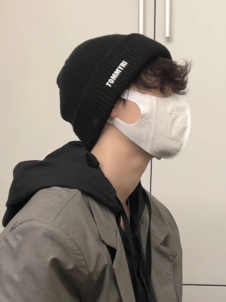 帽子男冬季潮牌冷帽针织帽男生冬天瓜皮帽黑色毛线帽男士冬款棉帽