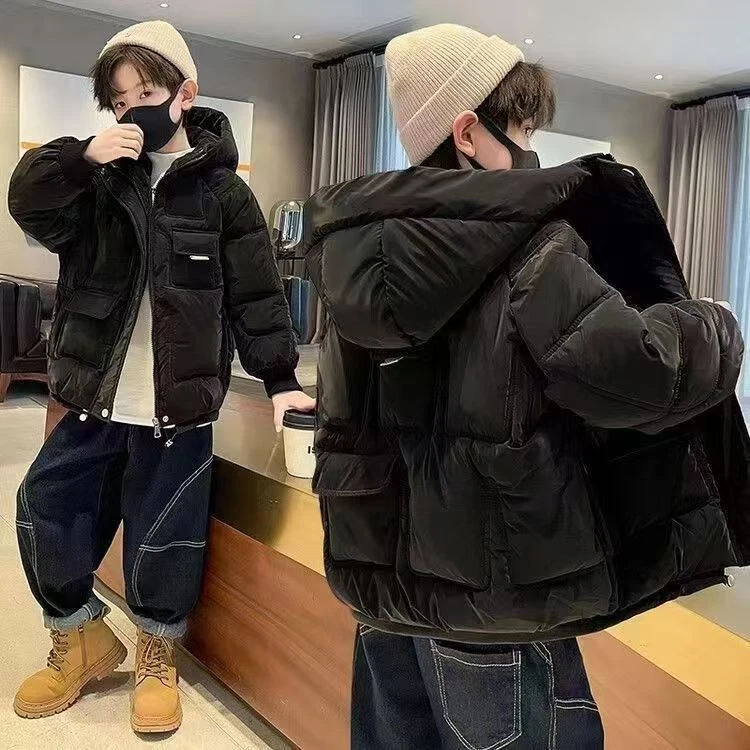 男童冬装棉服新款棉袄中大童加绒加厚冬季儿童外套棉衣韩版口袋
