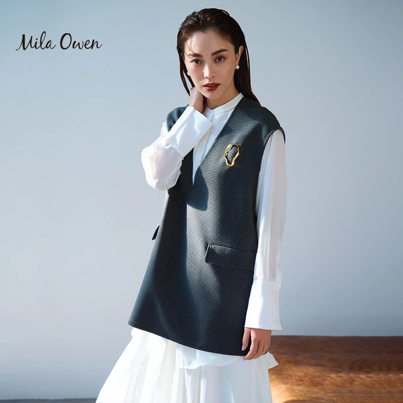 Mila Owen 2023春季新款职业通勤时尚纯色V领背心女士09WFV231013