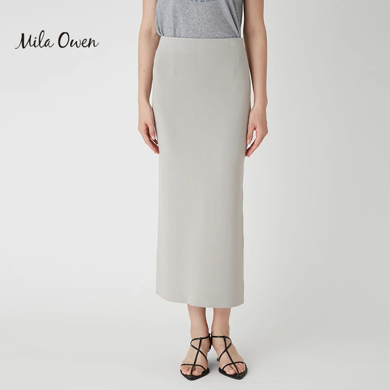 Mila Owen 2023春季新款纯色简约针织半身裙包臀裙09WNS231156