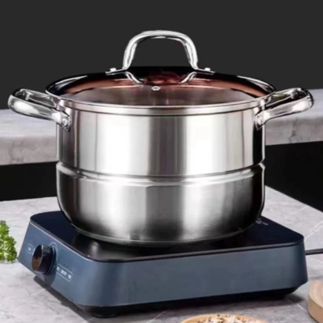 304不锈钢小蒸锅 家用单层加厚蒸锅汤锅 电磁炉煤气炉通用 锅具