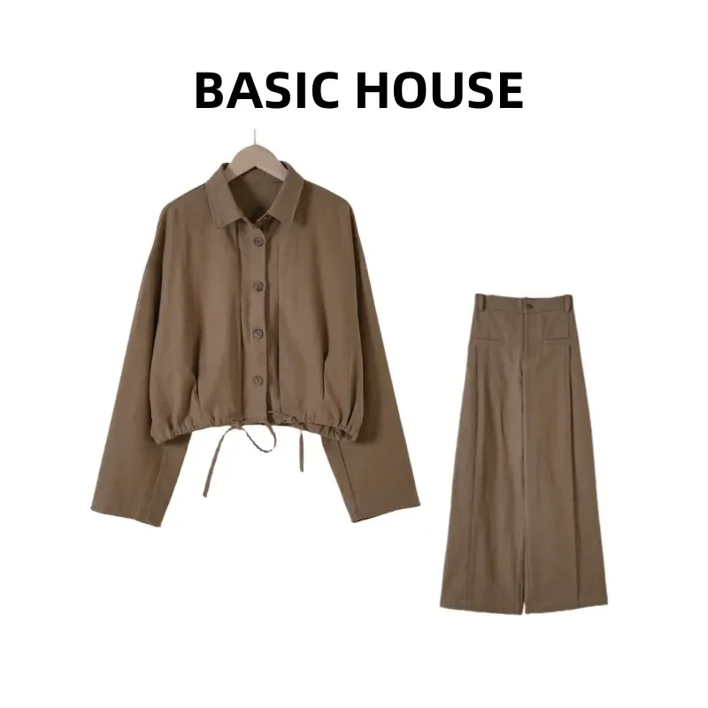 Basic House/百家好TS设计师休闲百搭气质工装外套长裤套装DQ225