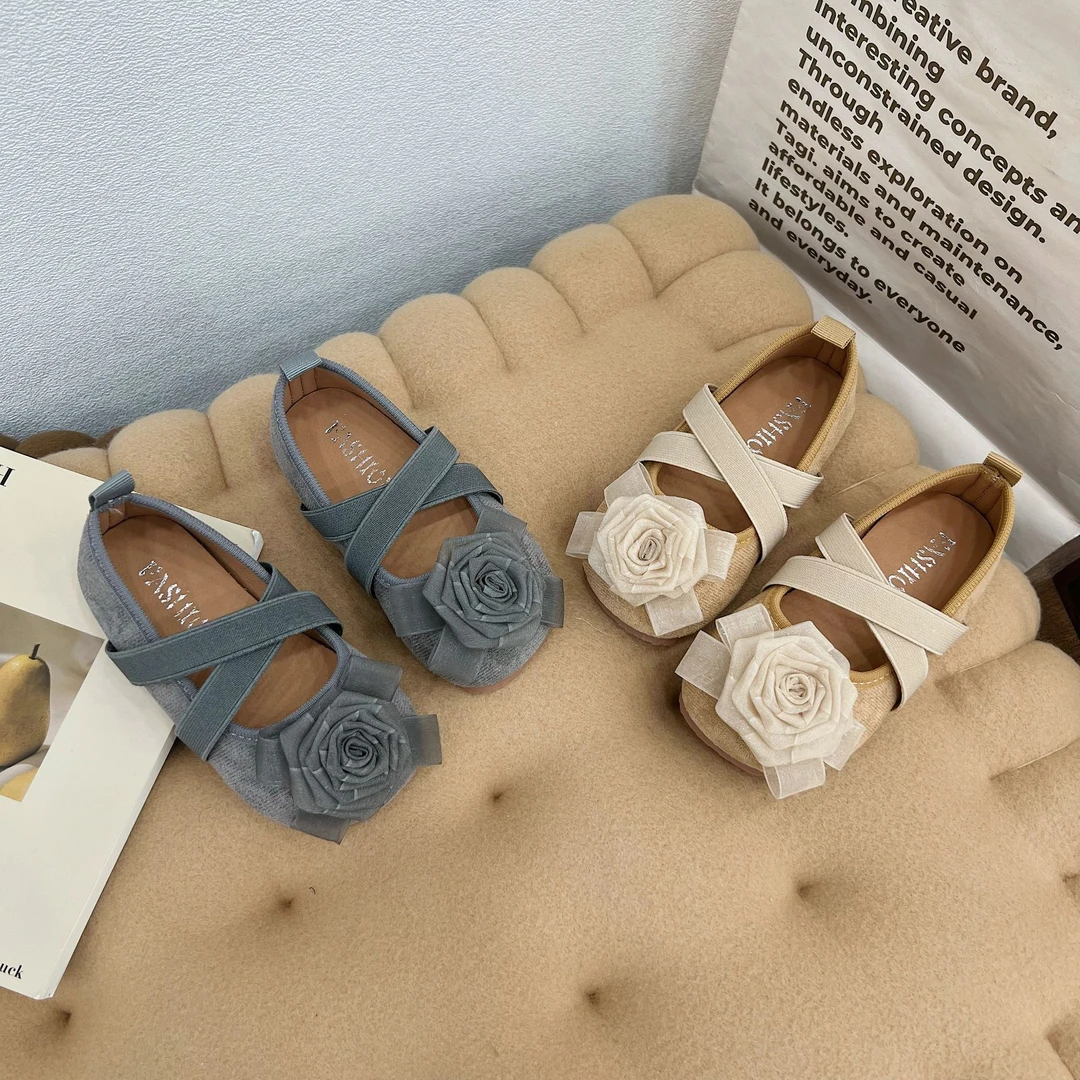 女童公主小皮鞋2024秋季新款小女孩韩版绣花单鞋松紧带软底宝宝鞋