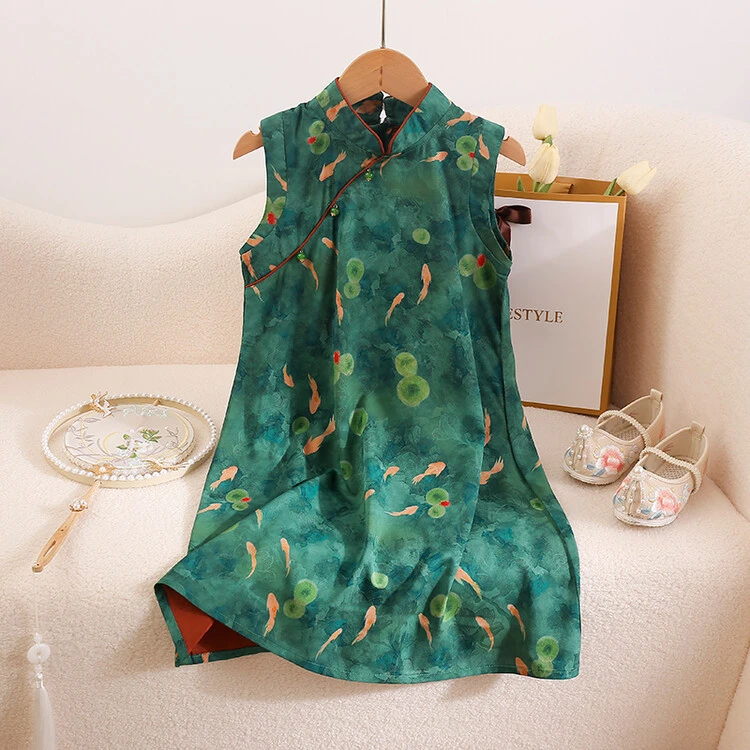 女童旗袍儿童汉服中国风裙子古风唐装女孩复古裙子民族服装夏季短