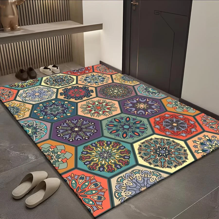 热销波西米亚风复古门厅地毯地垫入户垫茶几地毯客厅床边地毯玄关