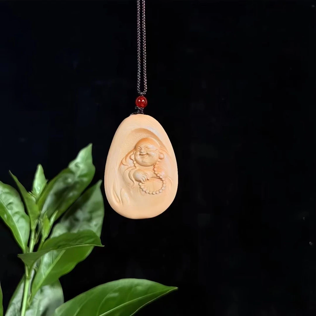 崖柏木弥勒佛吊坠佛公挂件笑佛项链大肚弥勒佛挂饰弥勒菩萨平安牌