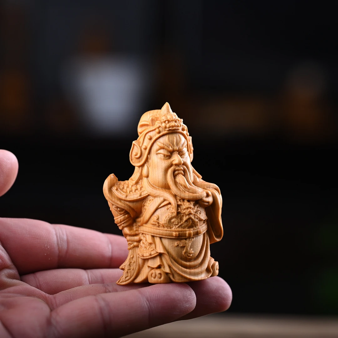 崖柏木雕手把件陈化料桌面摆件关公武财神关二爷义薄云天工艺品