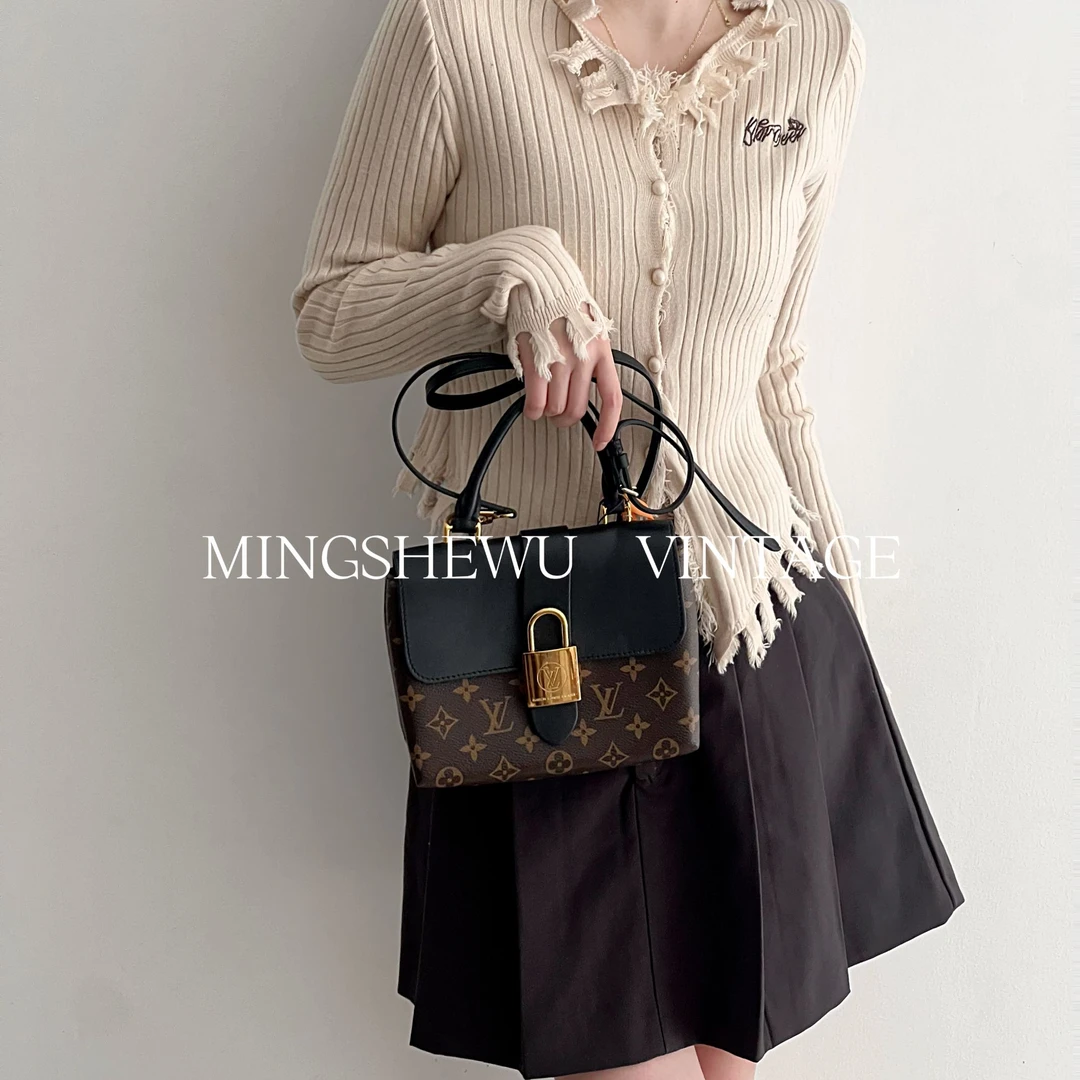 95新 LouisVuitton/路易威登 黑色locky锁头单肩斜跨包HS01598