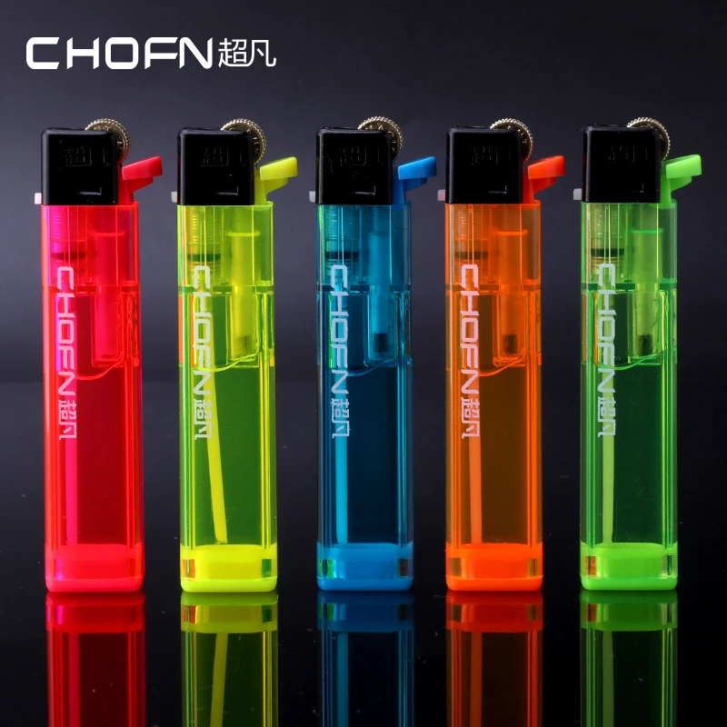 chofn/超凡透明一次性打火机高颜值批发砂轮式打火机定制酒店定做