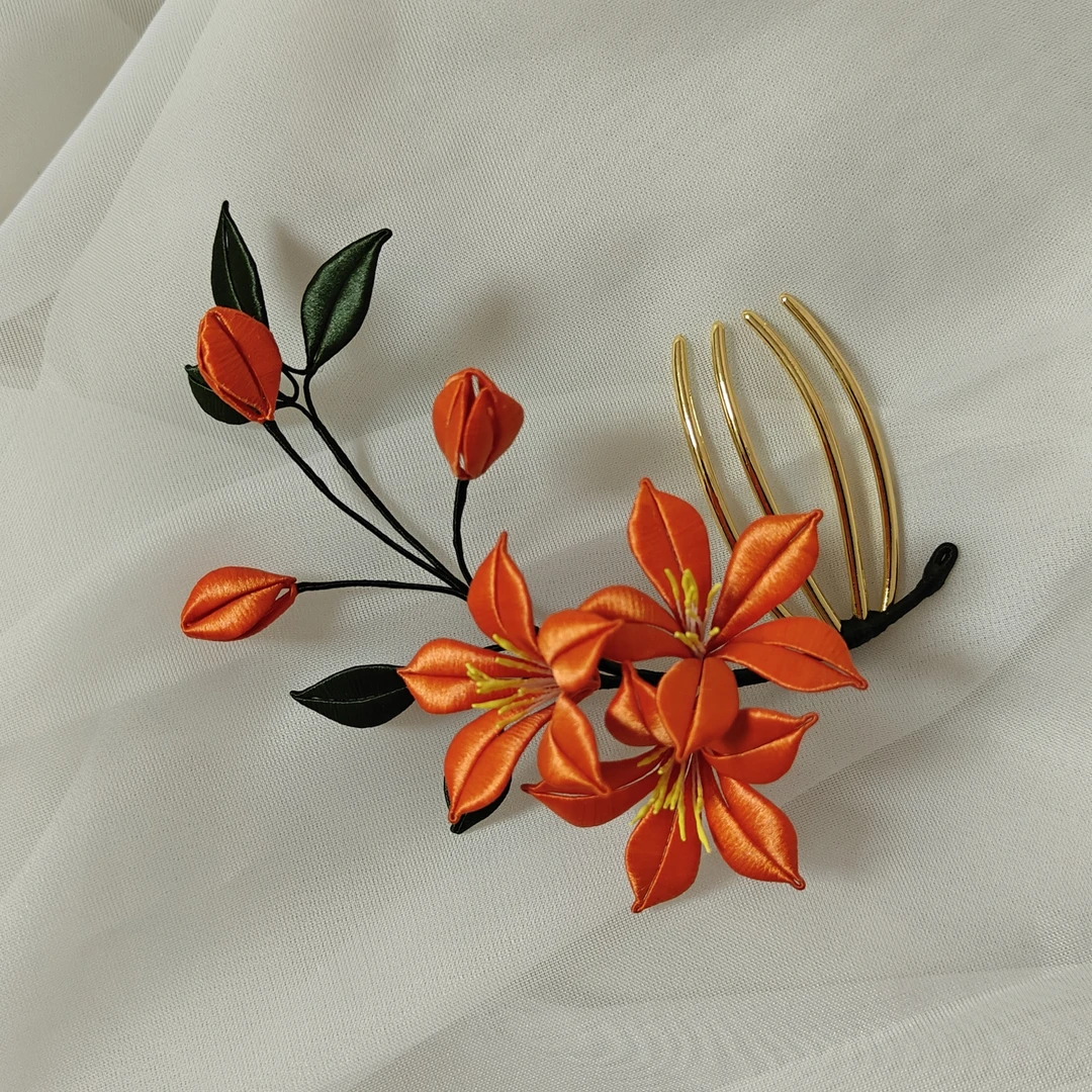 原创凌霄花缠花发簪【付款后7天内发货】手工定制款古风