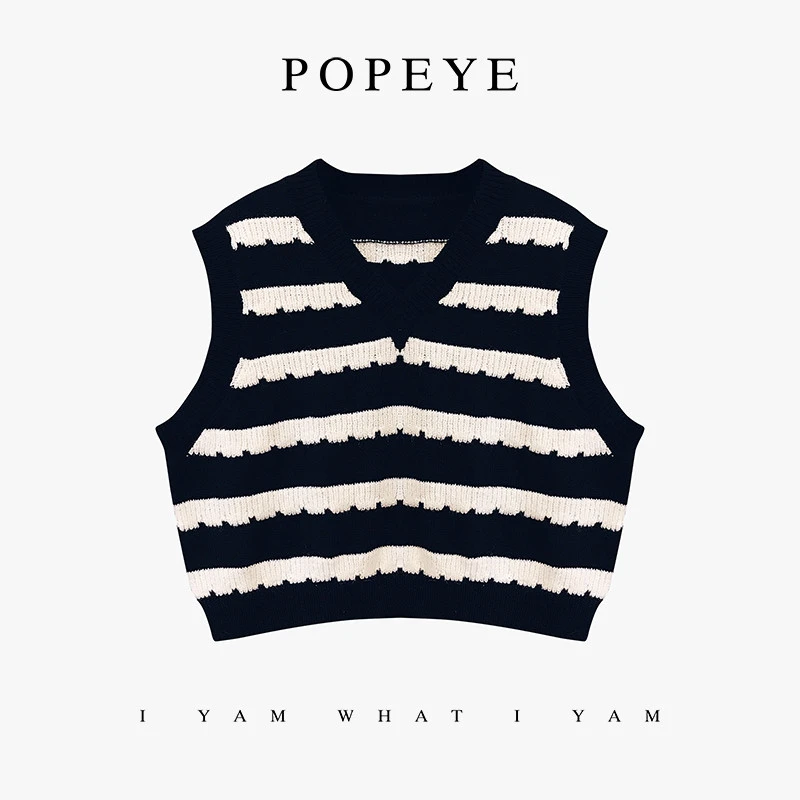 大力水手POPEYE女童背心两件套儿童2023年春装新款马甲LMM-C83030