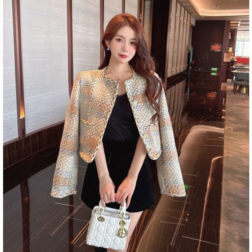 小香风重工编织外套女秋季新款网红洋气时尚富家千金名媛短款上衣