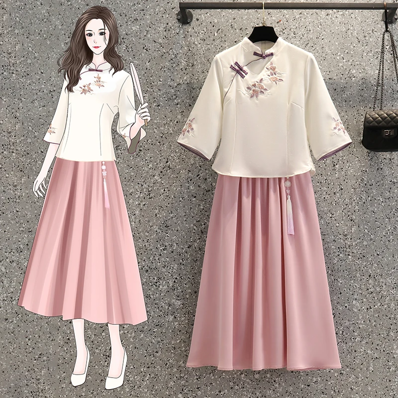 中国风元素服饰古装中式套装民国学生女款爆款汉服汉服女装两件套