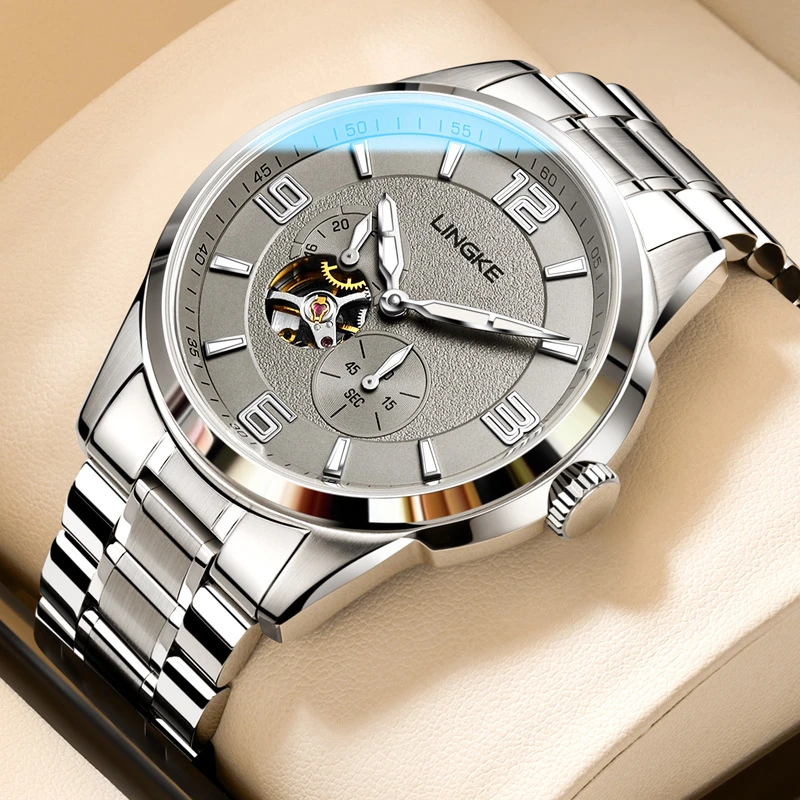 机械手表男全自动机械表镂空防水夜光精钢带男士手表时尚镂空男表