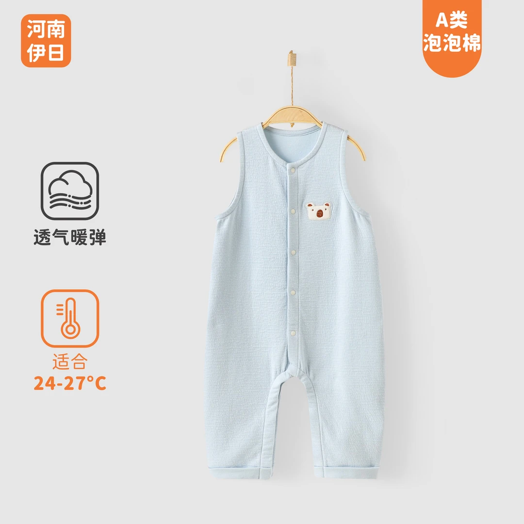 安阳童装婴儿护肚衣服秋冬款新生儿宝宝泡泡棉背心连体衣春秋