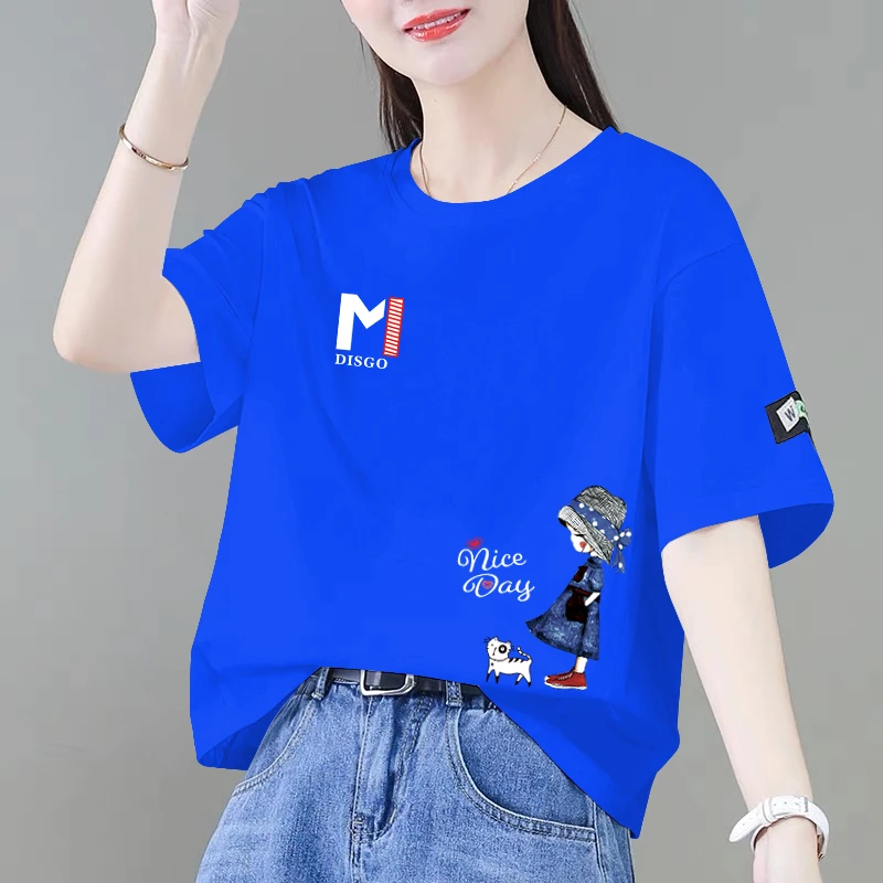 100%纯棉短袖t恤女短款2024夏季新款韩版宽松洋气减龄百搭上衣ins