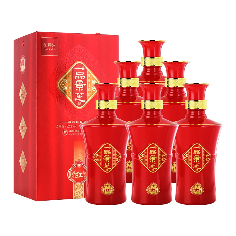 景芝试饮52度500ml一品景芝红6瓶芝麻香型52度500ml*6