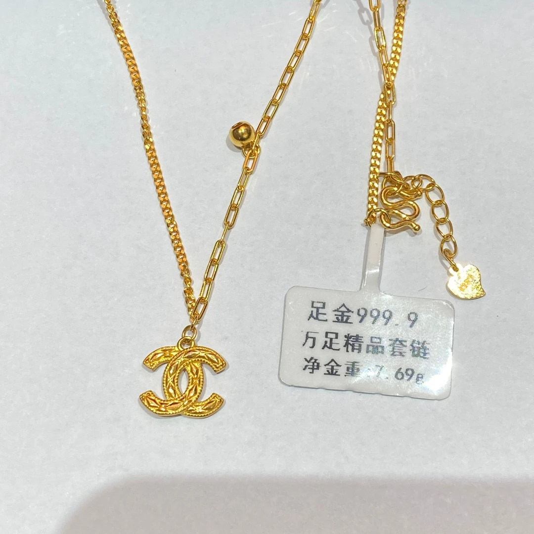 足金999 黄金5G精品套链 可调节链 M扣头