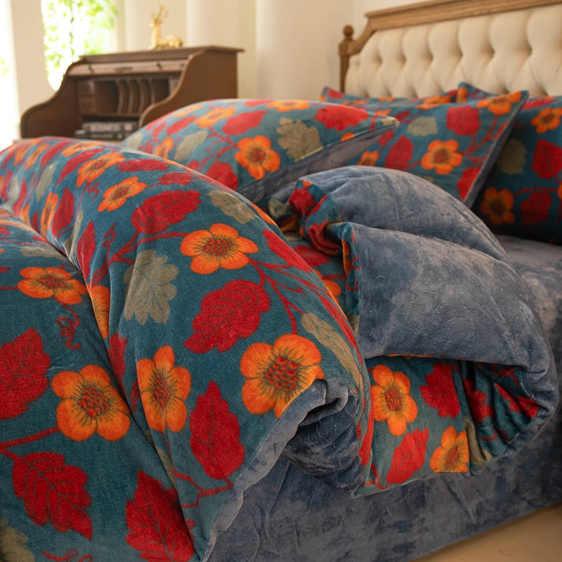 牛奶绒四件套法兰绒床上用品床单被罩单件双面加绒加厚学生三件套