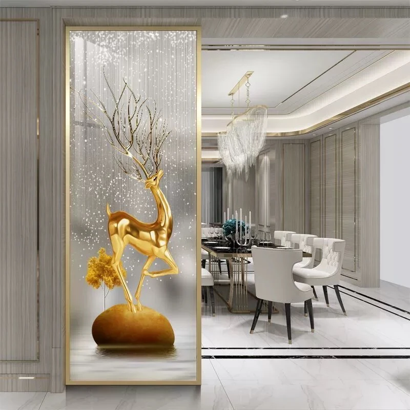 艺术玻璃隔断客厅入户门铁艺不锈钢卫生间洗手台玄关屏风简约现代