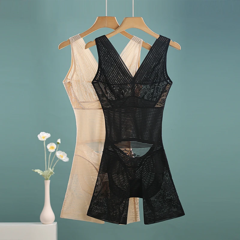 冰丝无痕超薄平角连体塑身衣收腹提臀后脱式夏天薄款束身美体内衣