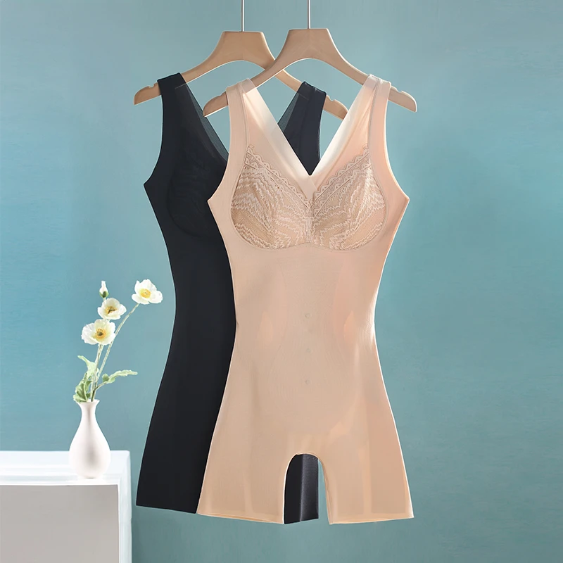连体塑身衣托胸提臀收腹束腰塑形后脱式免穿文胸平角修身美体内衣