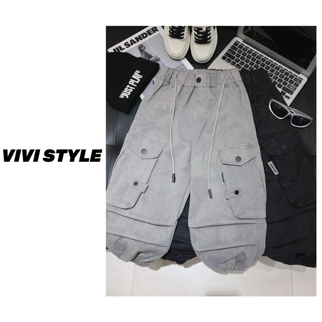 VIVI童装 【自制工装】秋款潮酷时尚休闲百搭中大童口袋工装长裤