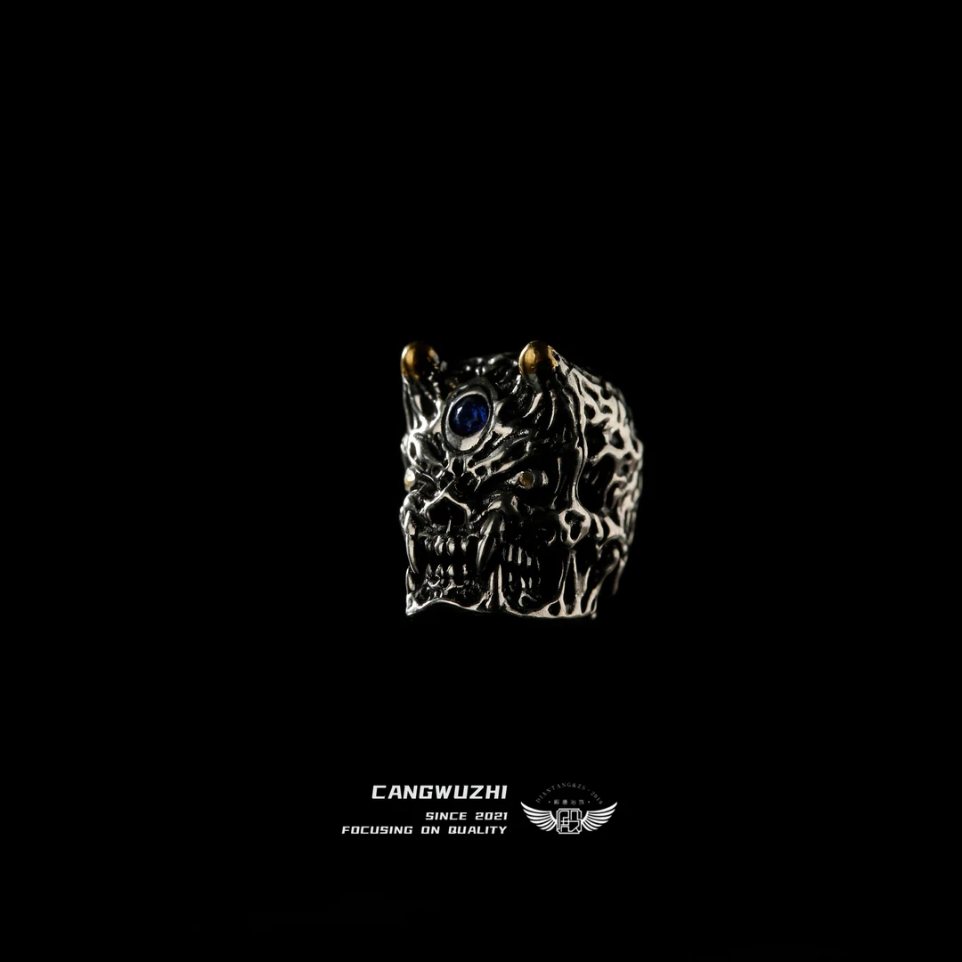 【藏物志】唐鑫 银版金角大王 蓝 骷髅-银制品配饰