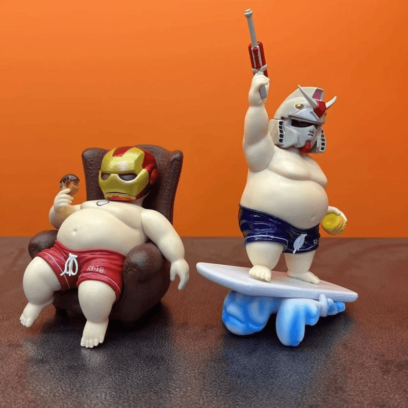 【优质版】蛋白粉肥仔高达真圆元祖冲浪公仔眼睛发光摆件手办