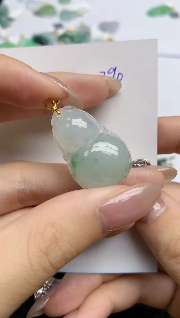 【闪购商品】翡翠颈饰18K金镶嵌天然翡翠A货，