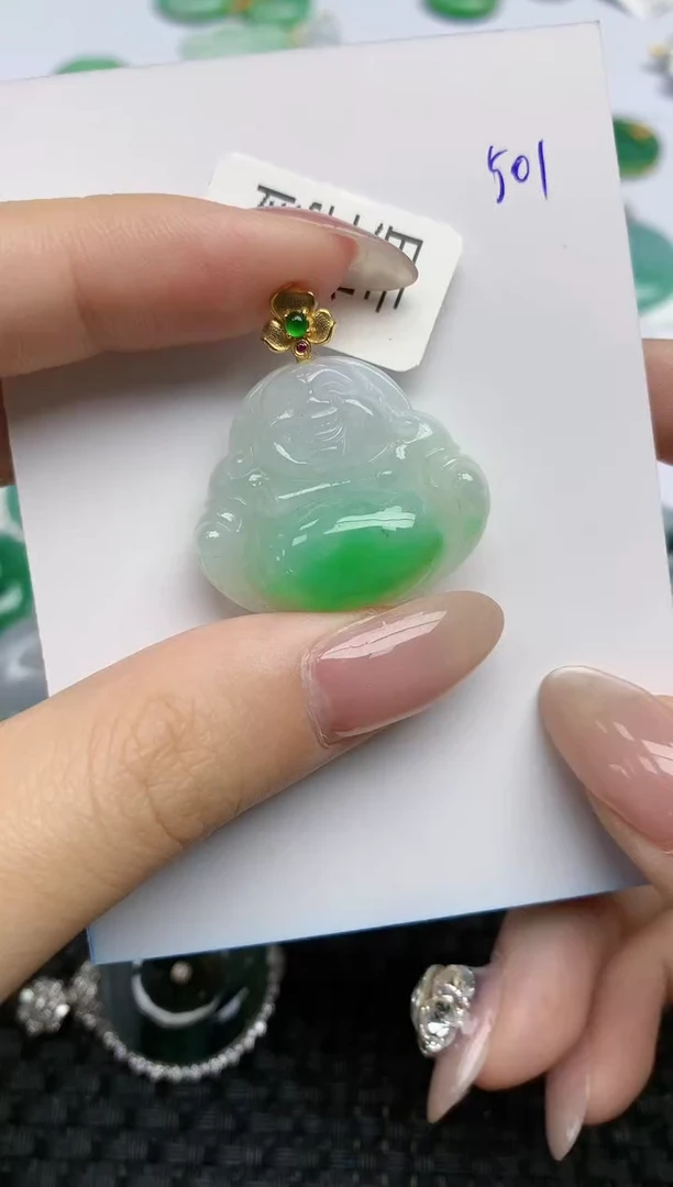 【闪购商品】翡翠颈饰18K金镶嵌天然翡翠A货501