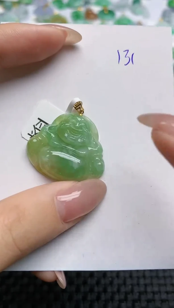 【闪购商品】翡翠颈饰18K金镶嵌天然翡翠A货，