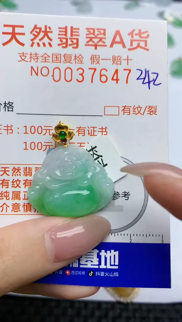 【闪购商品】翡翠颈饰18K金镶嵌天然翡翠A货242