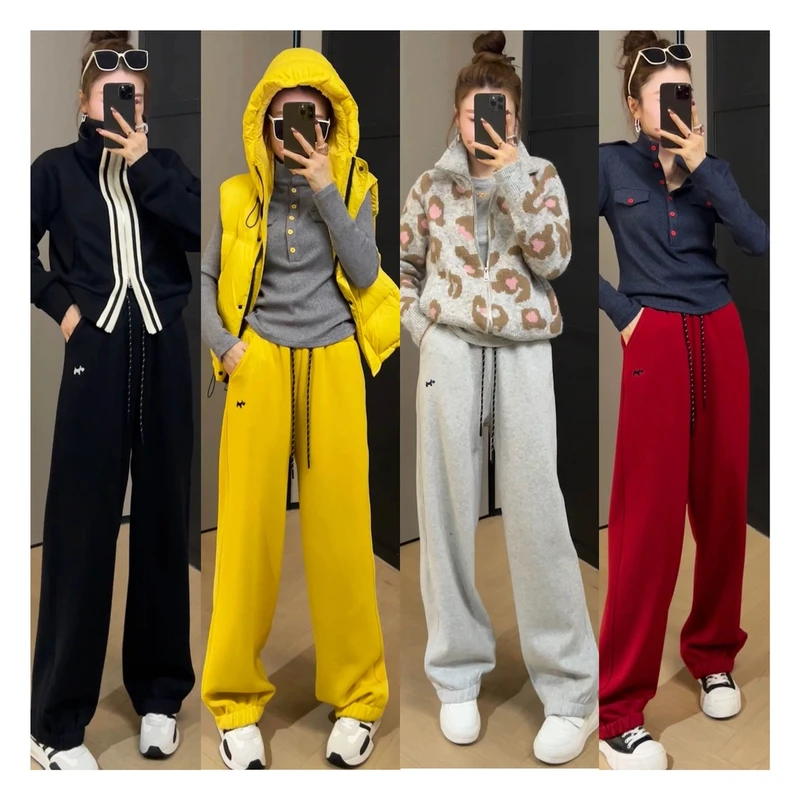 小九推荐 释义慰力2024冬季新款时尚潮流加绒加厚休闲卫裤-K6905