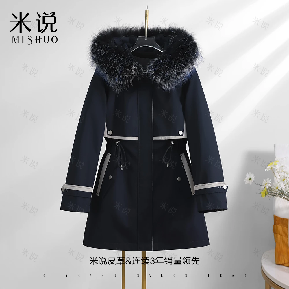 【暮色兔毛】2024通勤女款派克服冬季新款休闲加厚连帽保暖皮毛一体