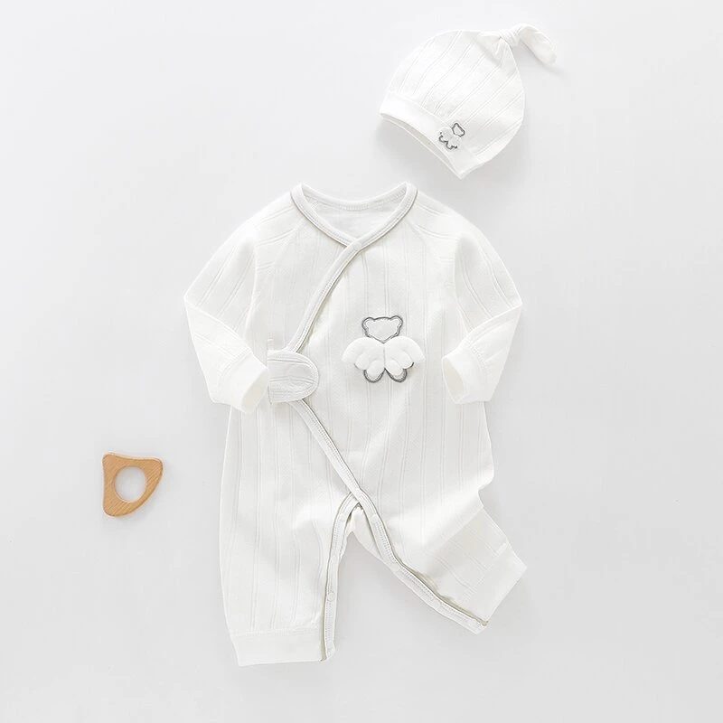 (新生儿)天使 四季蝴蝶衣纯棉初生婴儿坐月子连体衣爬衣