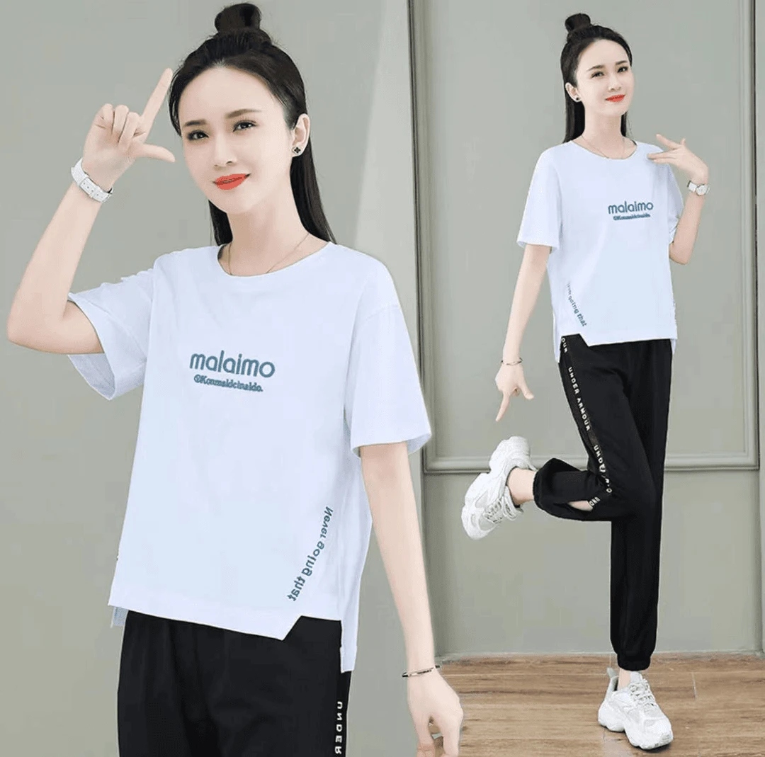 2025新款夏季纯棉圆领t恤显瘦洋气时尚百搭休闲印花短袖上衣女