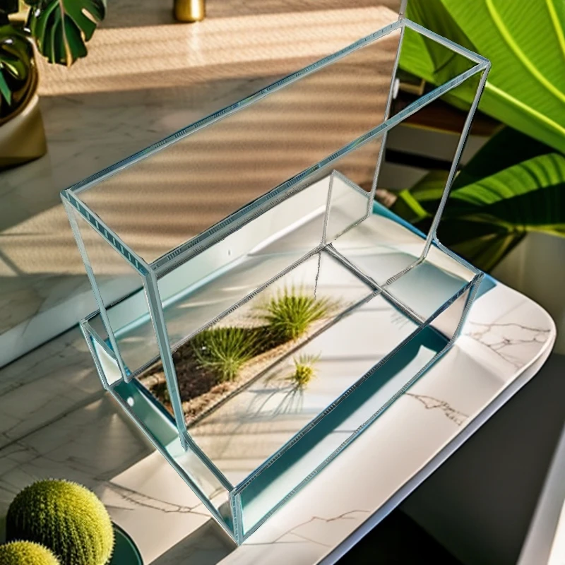 空中漫步鱼缸金晶超白玻璃透明水族馆厂家直销办公室鱼缸科技成品