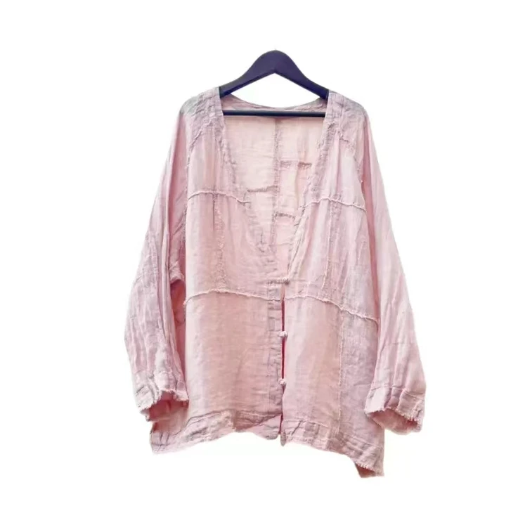 【小念原创】亚麻上衣时尚休闲夏季防晒长袖开衫宽松文艺透气2479