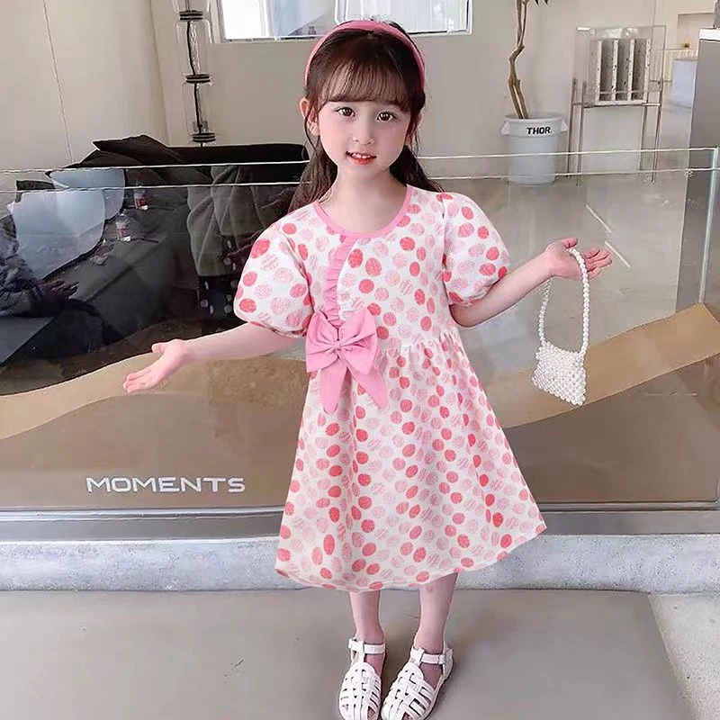 女童夏季公主裙洋气百搭A字版时尚泡泡袖儿童小女孩儿童节