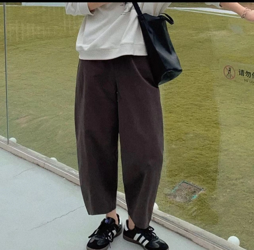 「喧聖服饰」866秋季新款水洗纯棉立体裁剪工装豌豆裤
