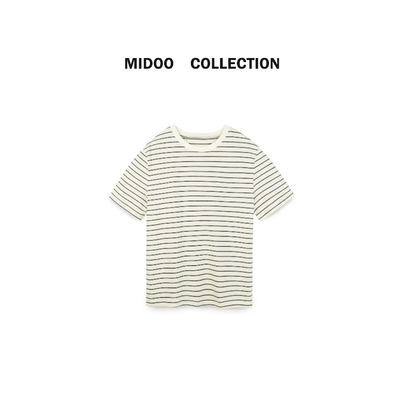 MIDOO 太百搭啦！2024 简约条纹短袖T恤