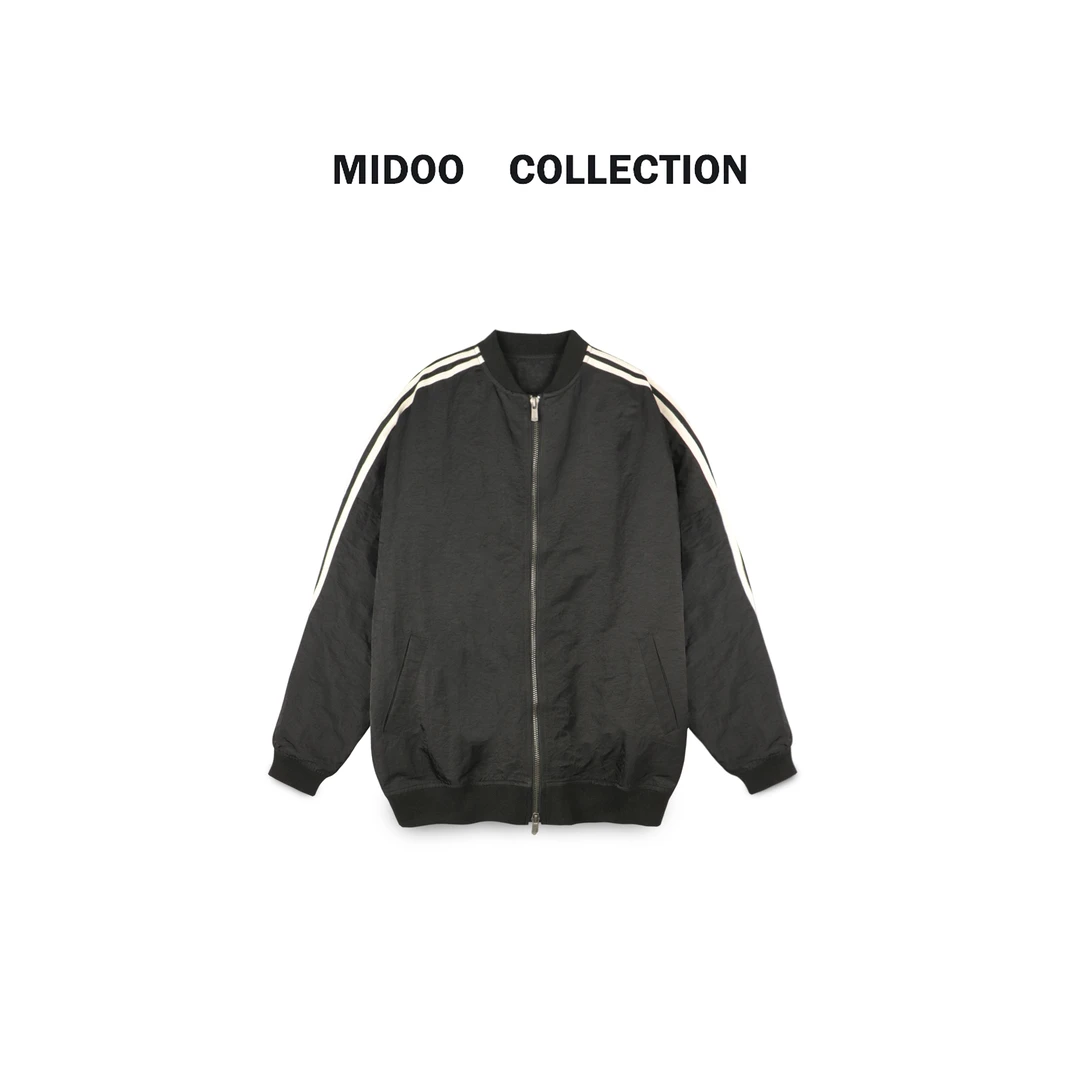 MIDOO ZNNZ 巴黎学院2024 早春简约侧拼条棒球服外套